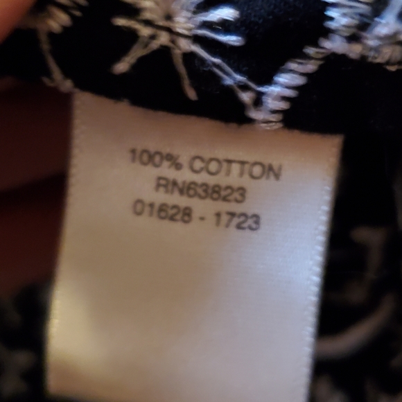 CROFT & BARROW, BLACK JACKET WITH WHITE SHIMMERY EMBROIDERY, 100% COTTON, SIZE L - Picture 8 of 9